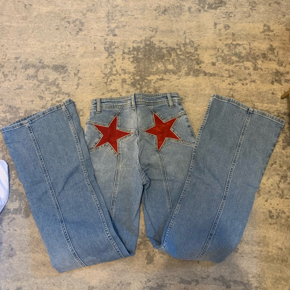 Free people suede star flare jeans